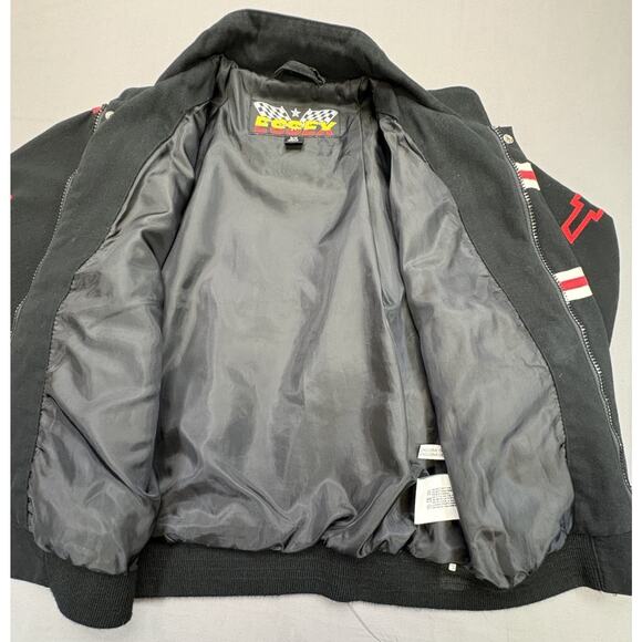 Vintage 90s Chevrolet Racing NASCAR Bomber Jacket Child 8/10 Black Essex Chevy - Picture 4 of 10